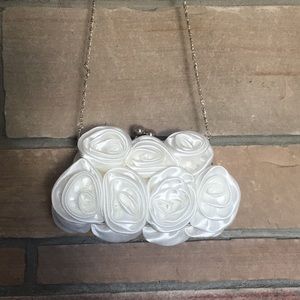 Missy K Satin, White, Rose, Handbag